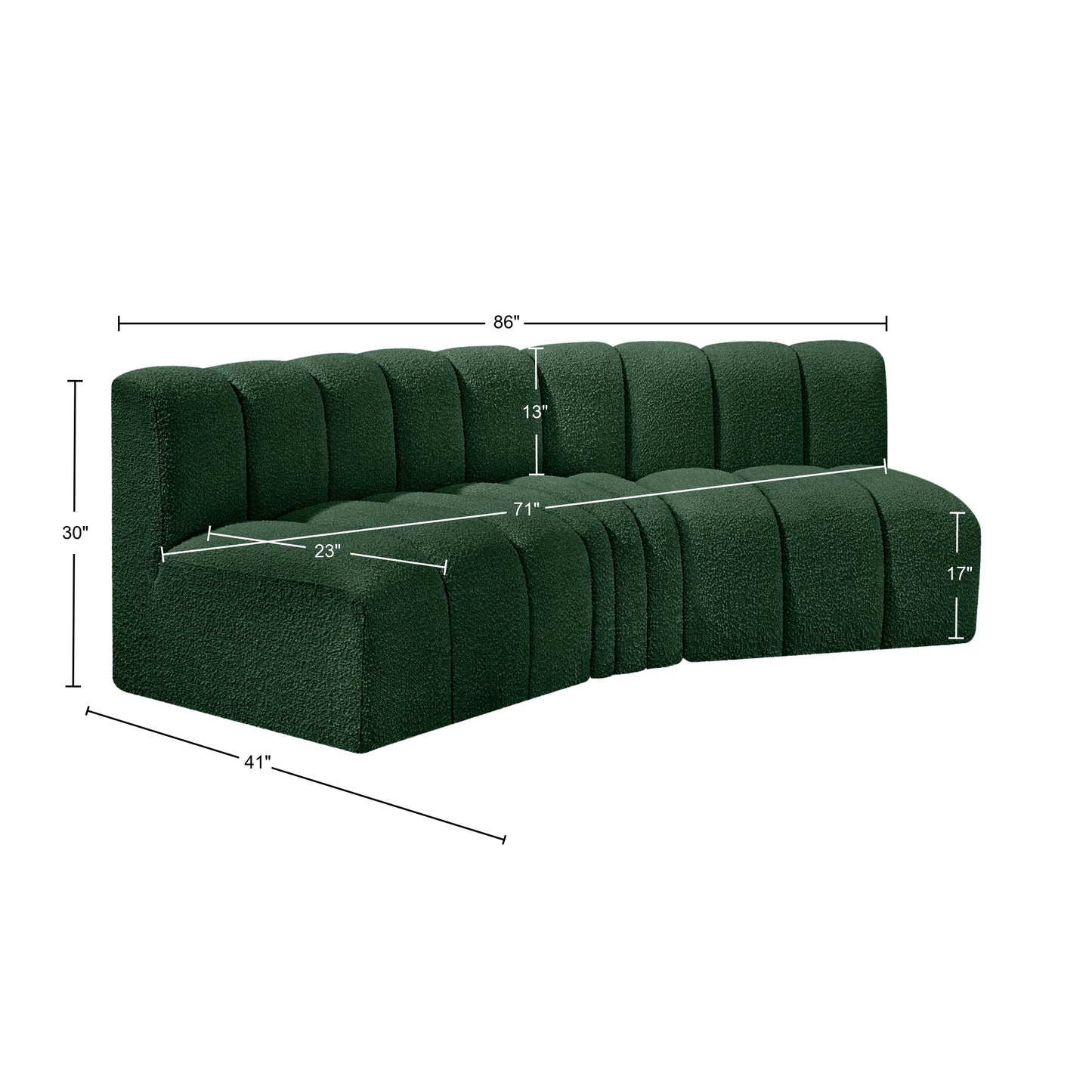 zara green boucle fabric modular sofa s3b