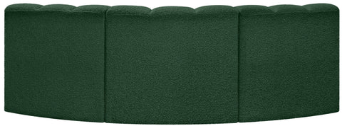 Yara 86" Green Boucle Fabric Upholstered Sectional, 3-Piece