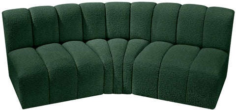 Yara 86" Green Boucle Fabric Upholstered Sectional, 3-Piece