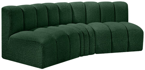 Yara 86" Green Boucle Fabric Upholstered Sectional, 3-Piece
