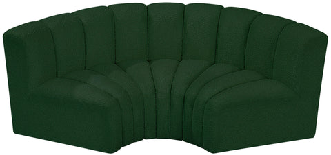 Yara 80" Green Boucle Fabric Upholstered Sectional, 3-Piece
