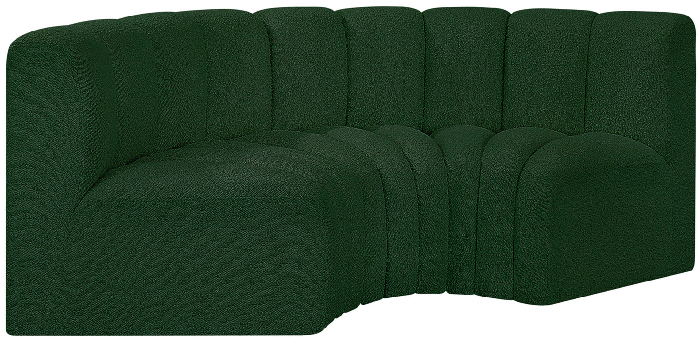 zara green boucle fabric modular sofa s3c