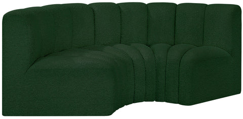 Yara 80" Green Boucle Fabric Upholstered Sectional, 3-Piece