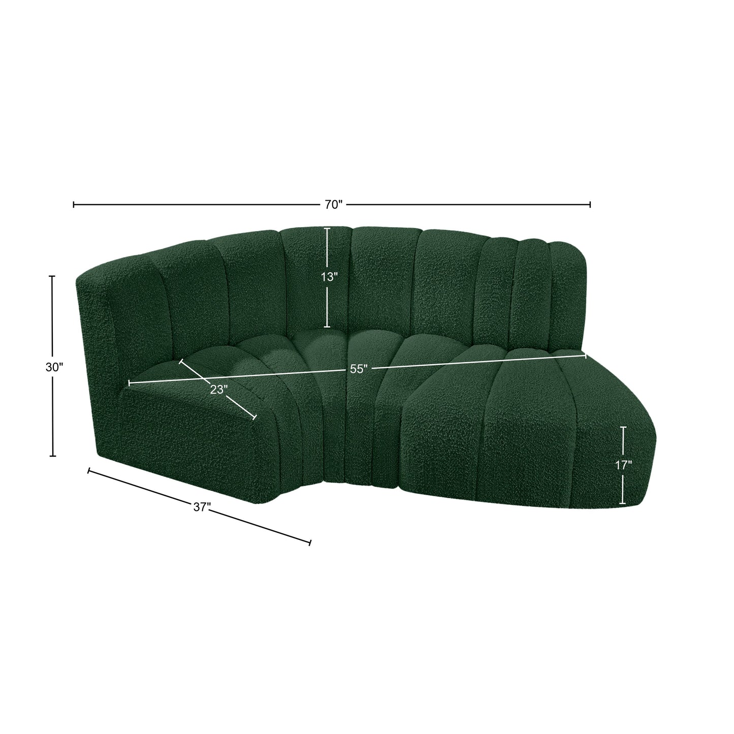 zara green boucle fabric modular sofa s3d