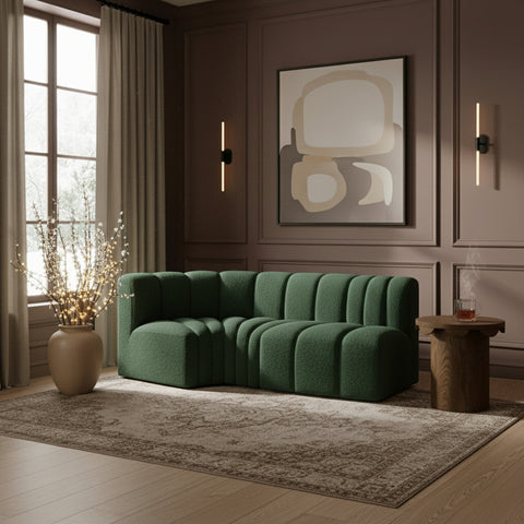 Briar Green 70 Boucle Fabric Upholstered Modular Sectional, 3-Piece