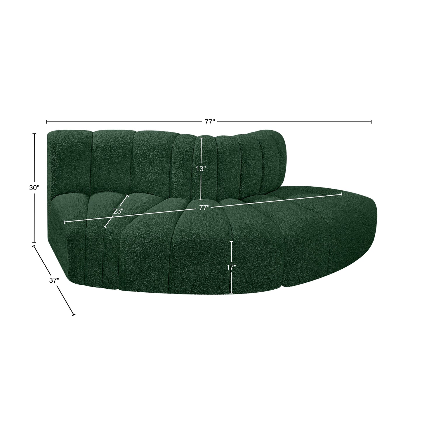 zara green boucle fabric modular sofa s3e