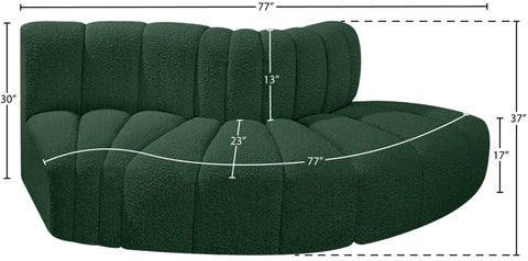 Briar Green 77 Boucle Fabric Upholstered Modular Sectional, 3-Piece