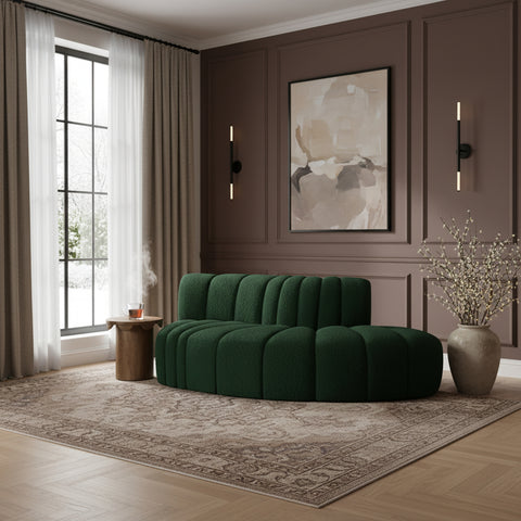 Briar Green 77 Boucle Fabric Upholstered Modular Sectional, 3-Piece