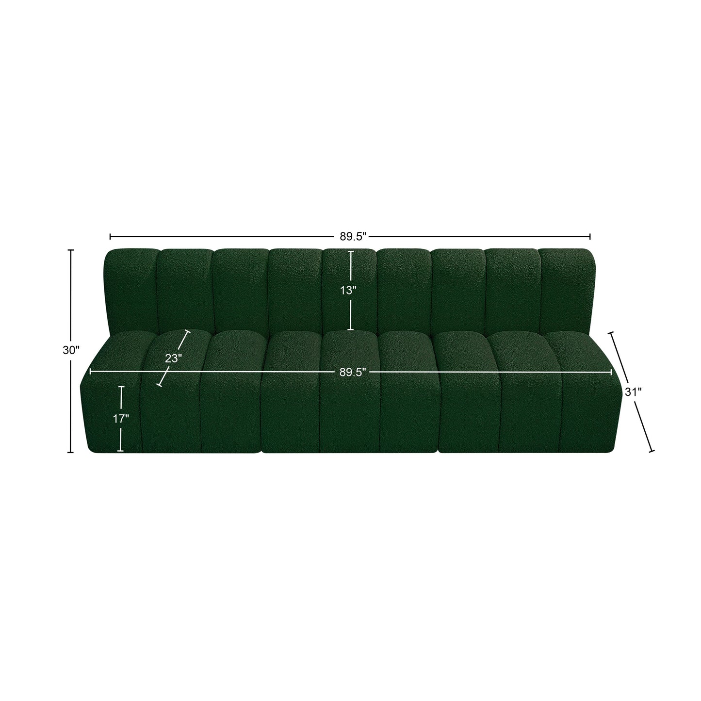 zara green boucle fabric modular sofa s3f