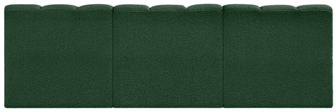 Yara 89.5" Green Boucle Fabric Upholstered Sectional, 3-Piece