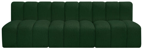 Yara 89.5" Green Boucle Fabric Upholstered Sectional, 3-Piece