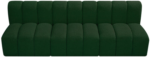 Yara 89.5" Green Boucle Fabric Upholstered Sectional, 3-Piece