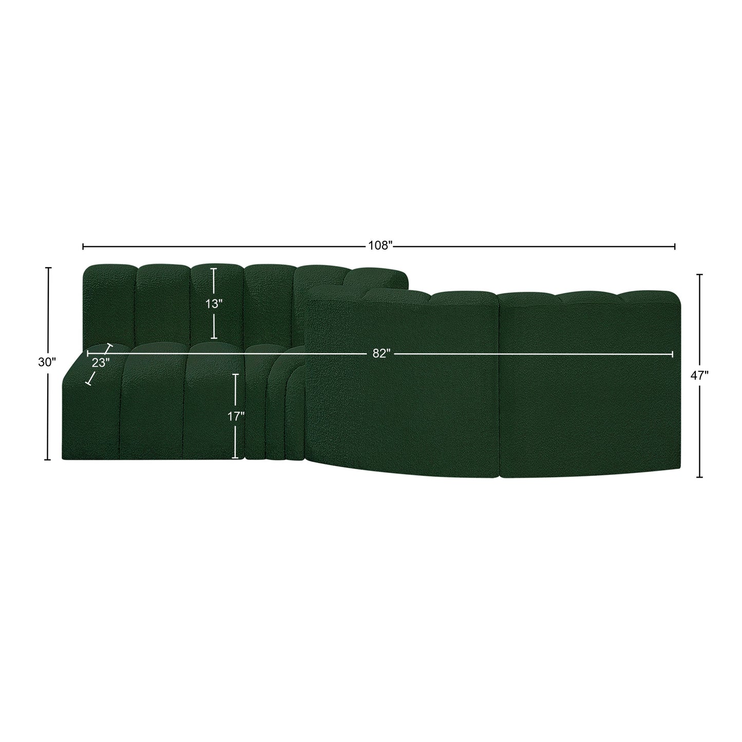 zara green boucle fabric modular sofa s4a