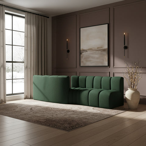 Briar Green 108 Boucle Fabric Upholstered Modular Sectional, 4-Piece