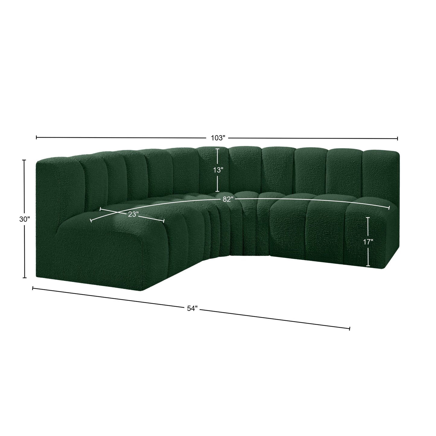 zara green boucle fabric modular sofa s4b