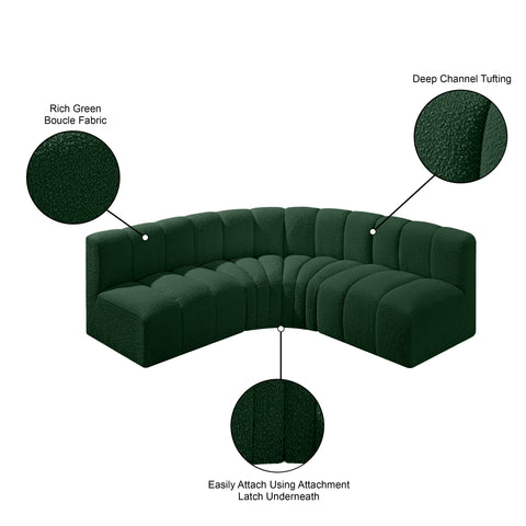Briar Green 103 Boucle Fabric Upholstered Modular Sectional, 4-Piece
