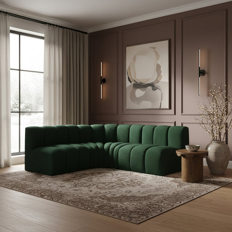 Briar Green 103 Boucle Fabric Upholstered Modular Sectional, 4-Piece