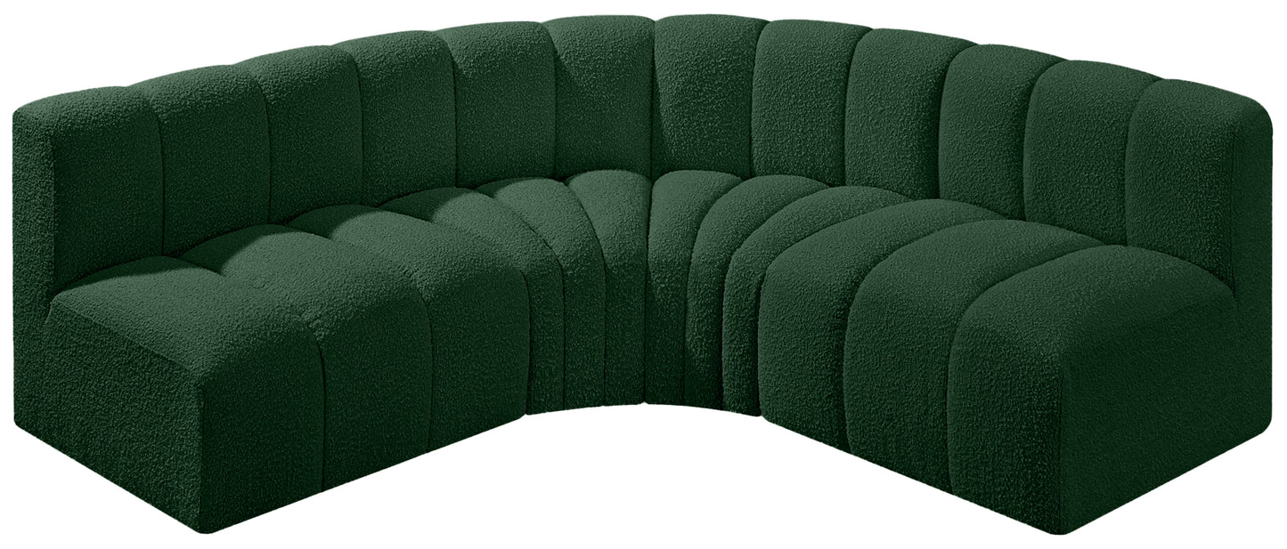 zara green boucle fabric modular sofa s4b