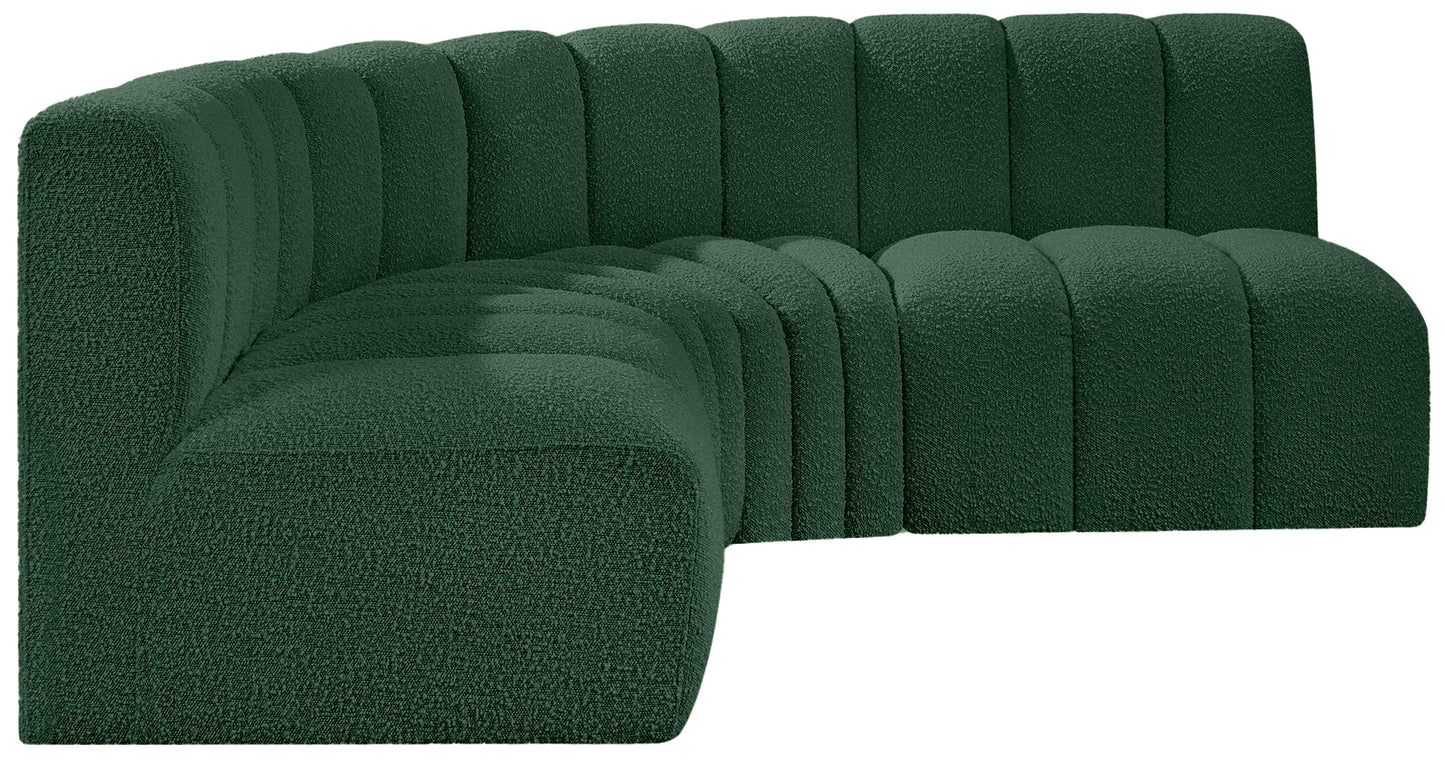 zara green boucle fabric modular sofa s4b