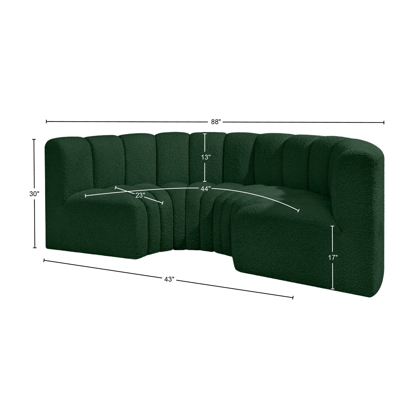 zara green boucle fabric modular sofa s4c