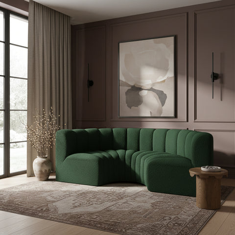Briar Green 88 Boucle Fabric Upholstered Modular Sectional, 4-Piece
