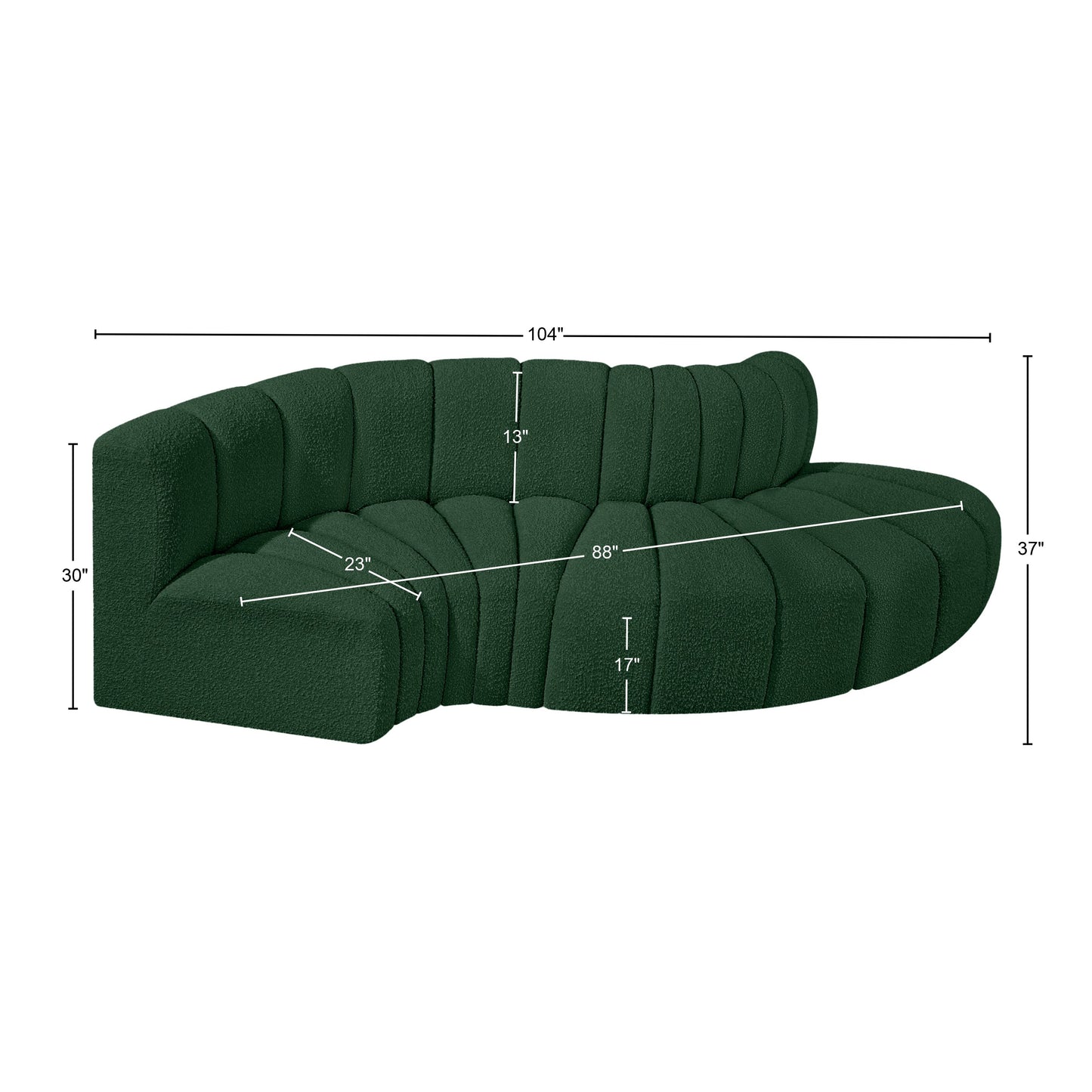 zara green boucle fabric modular sofa s4d