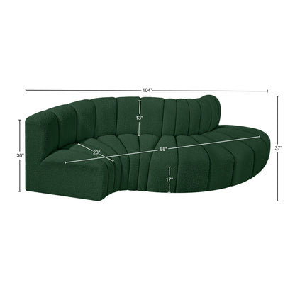 Zara Green Boucle Fabric Modular Sofa S4D