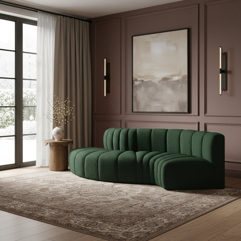Briar Green 104 Boucle Fabric Upholstered Modular Sectional, 4-Piece