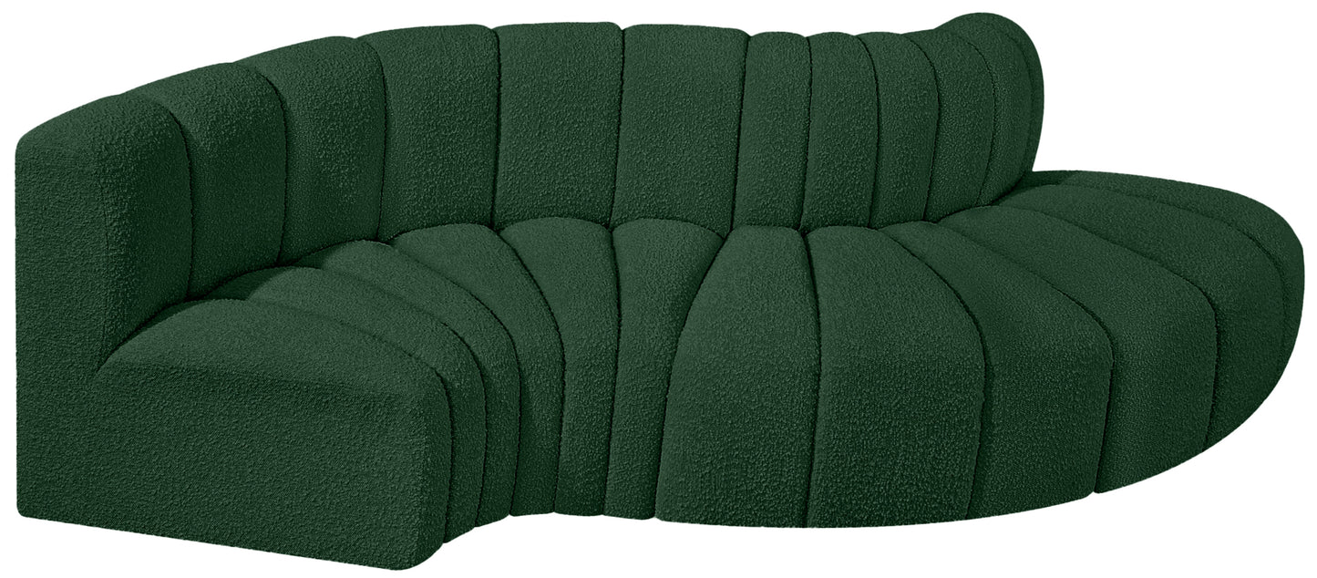 zara green boucle fabric modular sofa s4d