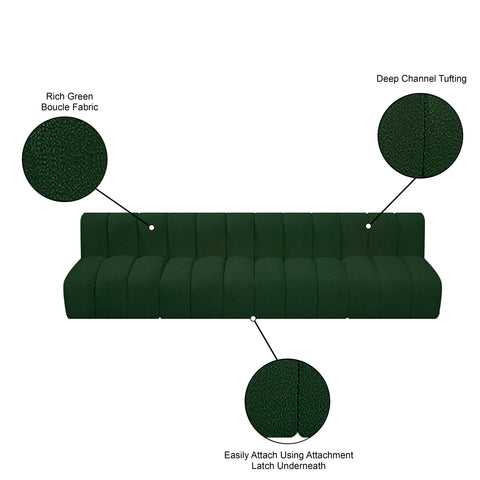 Briar Green 119 Boucle Fabric Upholstered Modular Sectional, 4-Piece