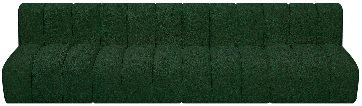 zara green boucle fabric modular sofa s4e