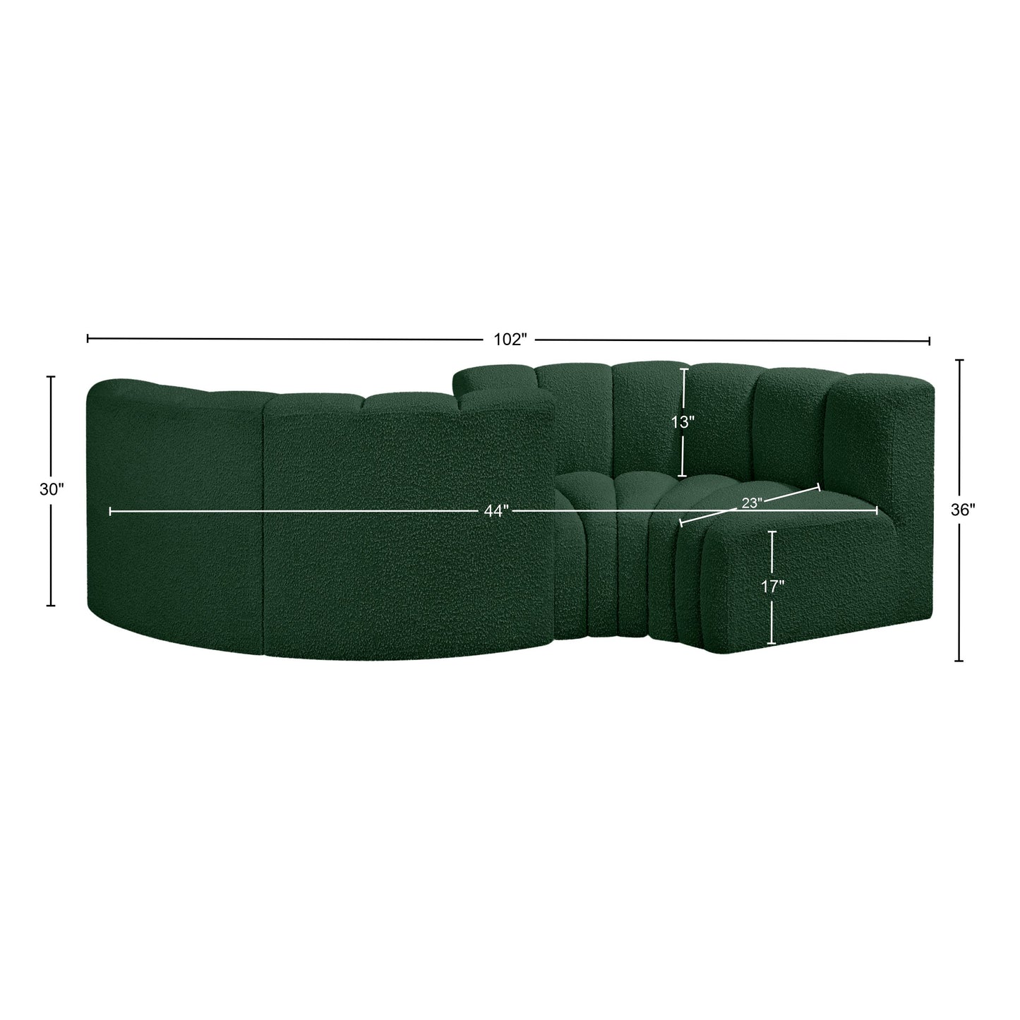 zara green boucle fabric modular sofa s4f