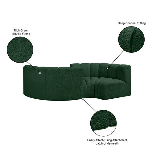 Briar Green 102 Boucle Fabric Upholstered Modular Sectional, 4-Piece