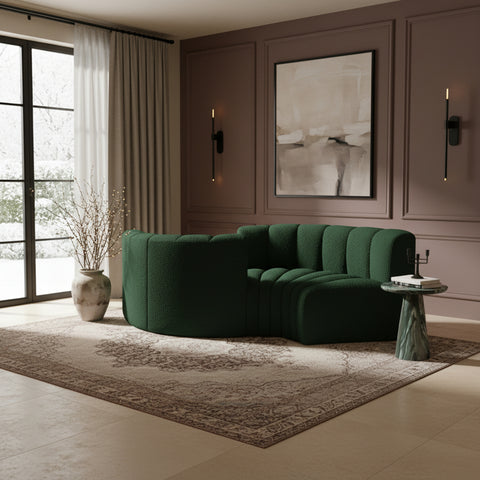 Briar Green 102 Boucle Fabric Upholstered Modular Sectional, 4-Piece