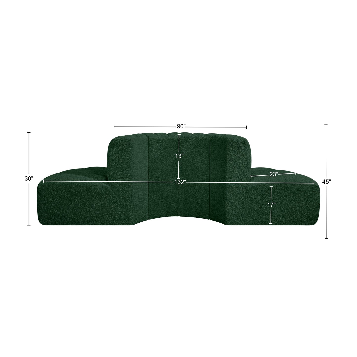 zara green boucle fabric modular sofa s4g