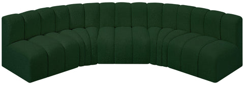 Yara 133" Green Boucle Fabric Upholstered Sectional, 5-Piece