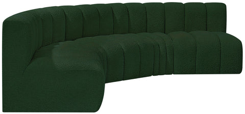 Yara 133" Green Boucle Fabric Upholstered Sectional, 5-Piece