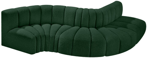 Yara 122" Green Boucle Fabric Upholstered Sectional, 5-Piece