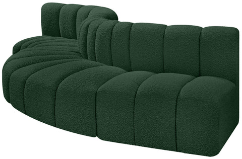 Yara 122" Green Boucle Fabric Upholstered Sectional, 5-Piece