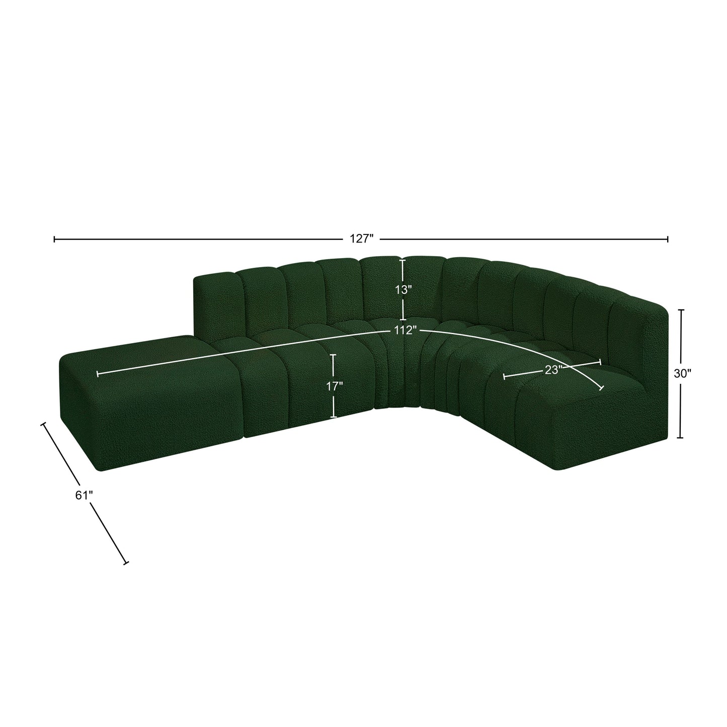 zara green boucle fabric modular sofa s5c