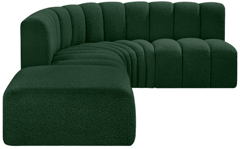 Yara 127" Green Boucle Fabric Upholstered Sectional, 5-Piece