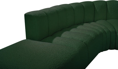 Yara 127" Green Boucle Fabric Upholstered Sectional, 5-Piece