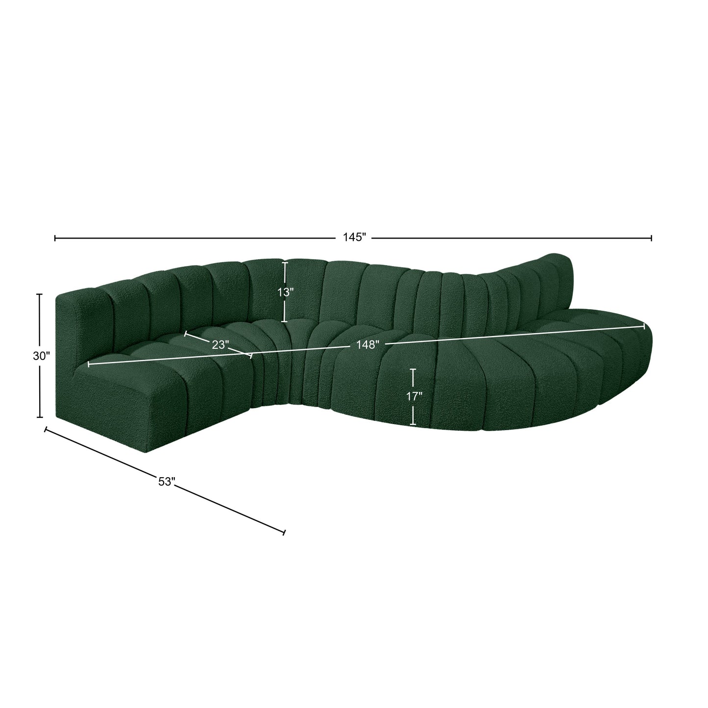 zara green boucle fabric modular sofa s6a