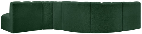 Yara 145" Green Boucle Fabric Upholstered Sectional, 6-Piece