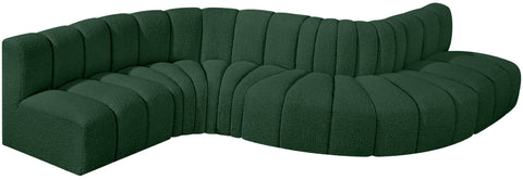 Yara 145" Green Boucle Fabric Upholstered Sectional, 6-Piece