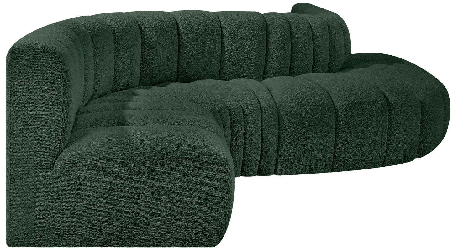 zara green boucle fabric modular sofa s6a