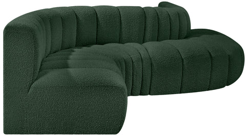 Yara 145" Green Boucle Fabric Upholstered Sectional, 6-Piece