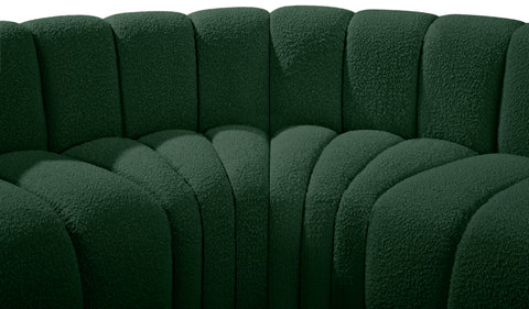 Yara 145" Green Boucle Fabric Upholstered Sectional, 6-Piece