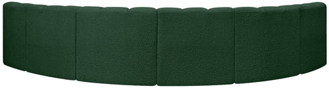 Yara 151" Green Boucle Fabric Upholstered Sectional, 6-Piece