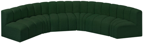 Yara 151" Green Boucle Fabric Upholstered Sectional, 6-Piece